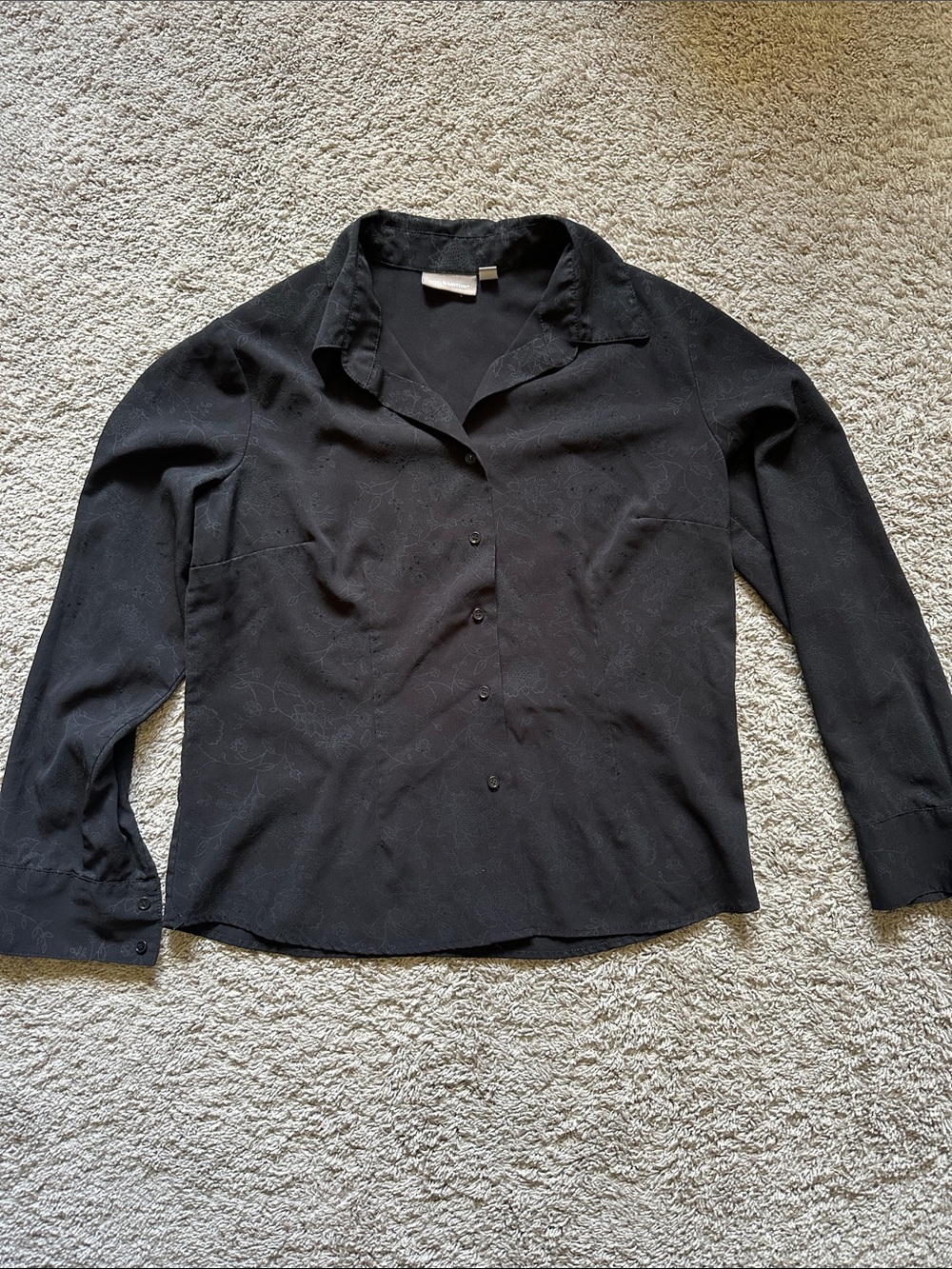 Croft and Barrow Women's Black Button-Front Collared Blouse